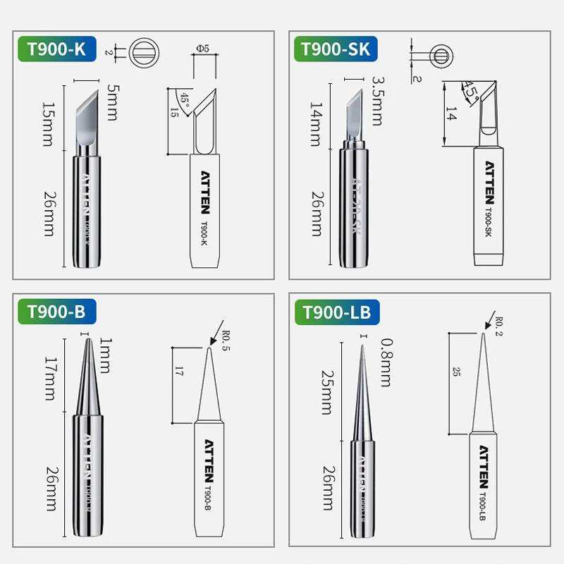 Original ATTEN 5Pcs T900-M Aut - Diy Soldering Station No Electronics incelemesi ve fiyatı